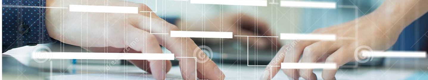 hands pointing to business meeting papers with flowchart graphics overlaid